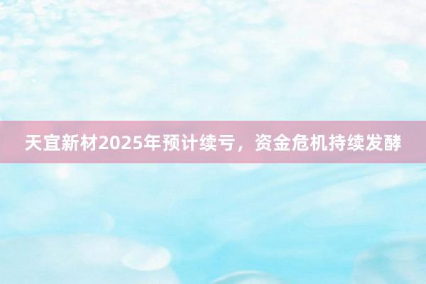 天宜新材2025年预计续亏，资金危机持续发酵