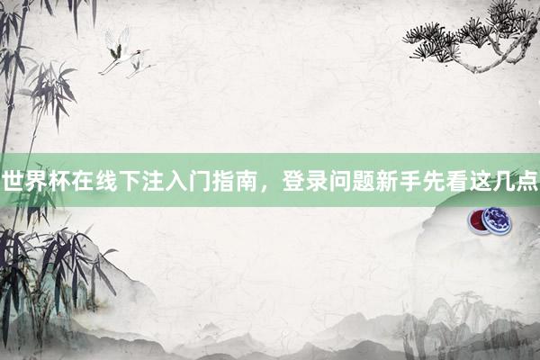 世界杯在线下注入门指南，登录问题新手先看这几点